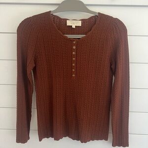 Sezane brown Ribbed Buttoned Sweater